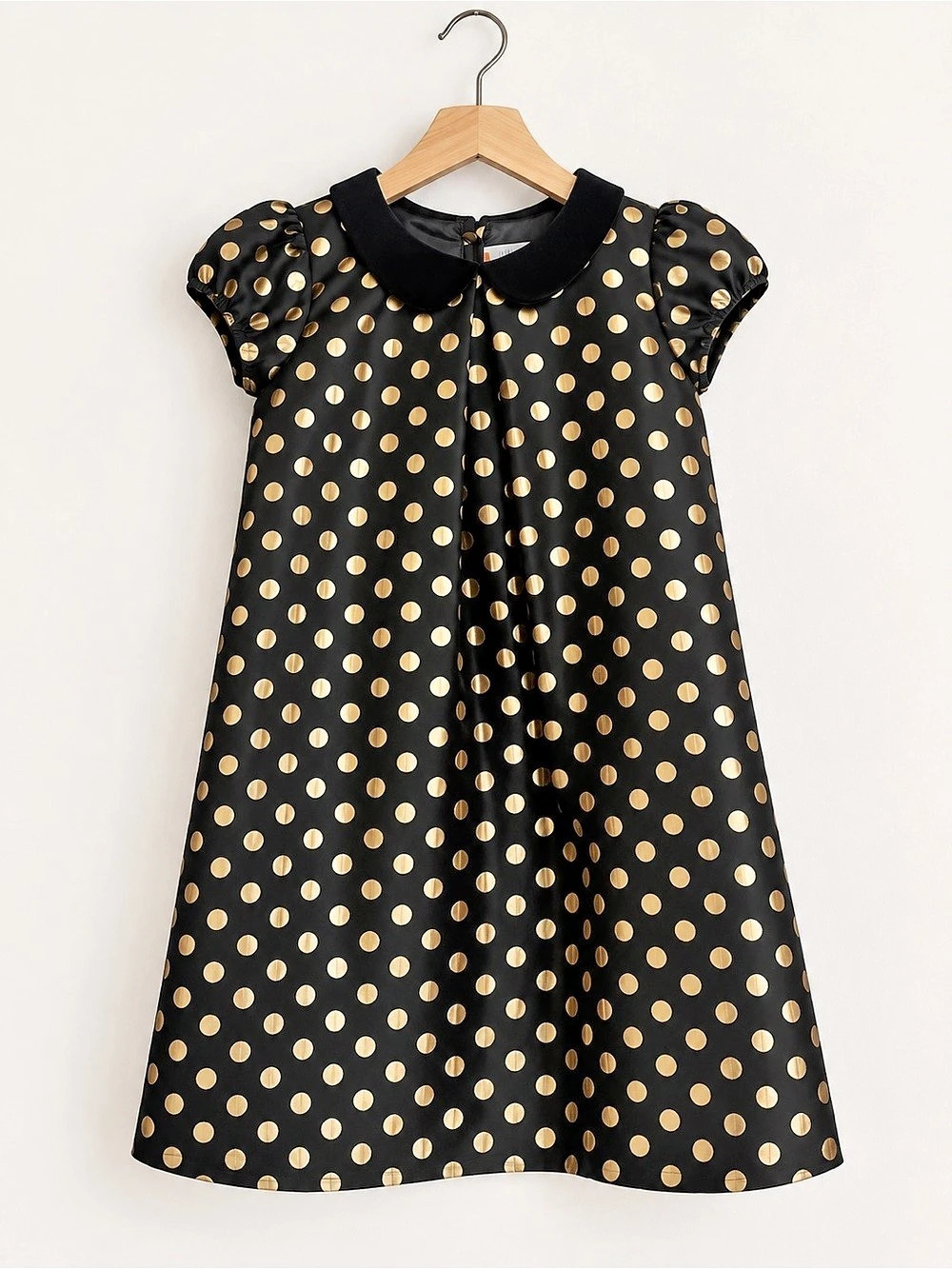 NWOT Gymboree Girls Black & Gold Polka Dot Shift  Dress, 10